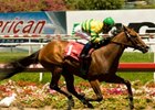 Necessary Evil, who defeated males in the Hollywood Juvenile, is back with fillies in the Sorrento Stakes.<br><a target="blank" href="http://www.bloodhorse.com/horse-racing/photo-store?ref=http%3A%2F%2Fpictopia.com%2Fperl%2Fgal%3Fprovider_id%3D368%26ptp_photo_id%3D8321300%26ref%3Dstory">Order This Photo</a>