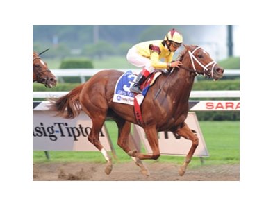 Game Face gets her second consecutive graded stakes victory after winning the Honorable Miss Handicap at Saratoga.<br><a target="blank" href="http://www.bloodhorse.com/horse-racing/photo-store?ref=http%3A%2F%2Fpictopia.com%2Fperl%2Fgal%3Fprovider_id%3D368%26ptp_photo_id%3D8394614%26ref%3Dstory">Order This Photo</a>