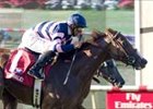 Singhalese (near) reaches the wire just ahead of favored Three Degrees to win the Del Mar Oaks.