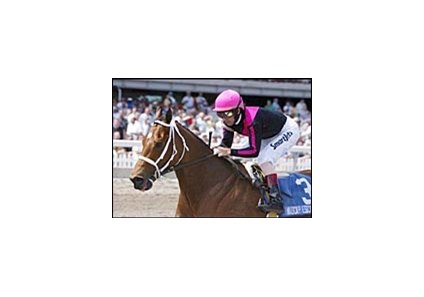Madcap Escapade, en route to victory in the Stonerside Forward Gal Stakes.