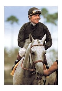 Grey Memo and Eddie Delahoussaye following upset win in the San Diego.