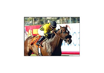 Laura's Lucky Boy gives Jason Orman his first stakes win in the Will Rogers, Saturday at Hollywood Park.