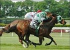 Ecclesiastic, foreground, outruns Old Forester to win the Jaipur Stakes.