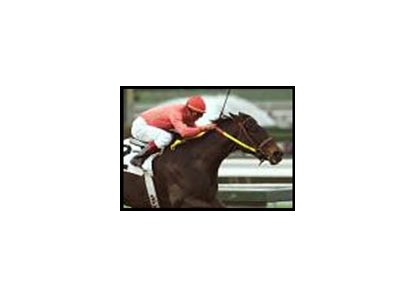 Kalookan Queen races to the finish and a victory in the Santa Monica Handicap.