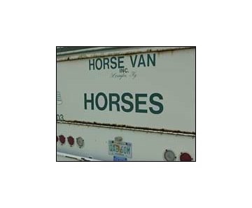 Horse vans, like this truck bearing a Florida license plate, have been busy moving horses out of Kentucky.