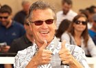 Mike Mitchell celebrates becoming Del Mar's winningest trainer.