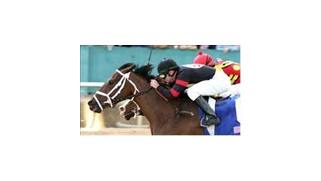Spun Sugar defeats Happy Ticket in Apple Blossom Handicap at Oaklawn in April.