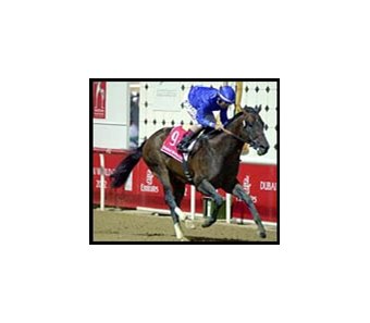 Jerry Bailey and Street Cry, after crossing the finish line first in the Dubai World Cup.