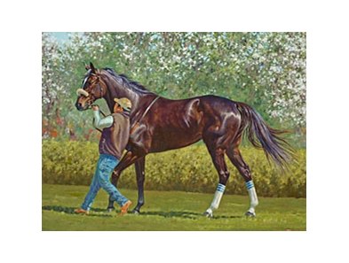 Christine Picavet's painting of Zenyatta has been donated to Southern California Thoroughbred Rescue.