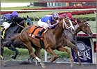 Lion Tamer (7), with John Velazquez riding, runs ahead of Coach Jimi Lee (2), with Pat Day, and Wacky for Love (4) to win the Richter Scale Breeders' Cup Sprint Championship at Gulfstream.
