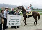 Russell Baze celebrates his 10,000th win, Friday at Golden Gate Fields.