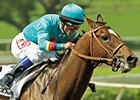 Brother Derek, shown winning the 2006 Santa Anita Derby, ran second in his first race in 14 1/2-months April 20.