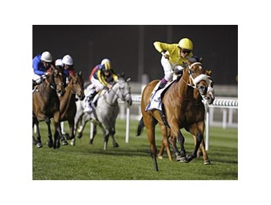 River Jetez streaks away from the field to win the Balanchine Stakes.