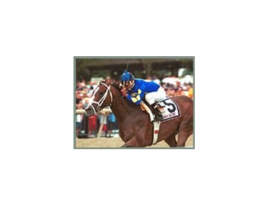 Harlan's Holiday, en route to victory in the Pennsylvania Derby.