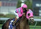 Saint Liam, under jockey Edgar Prado, wins the Stephen Foster Handicap at Churchill Downs.