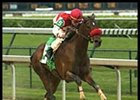 Sky Terrace splashes to victory in the Derby Trial, from which favored Mayakovsky was scratched.