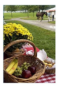 Fresh fruit outside the Eaton Sales barn at the Keeneland Sales pavilion in Lexington, Ky.
