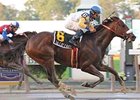 Tale of Ekati won the Jerome (gr. II) in sloppy conditions at Belmont Park.
