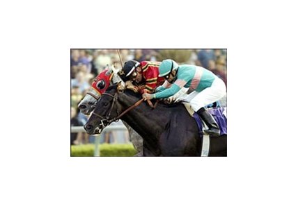 Tarlow, front, battles down the stretch with Dream of Summer to win the Santa Margarita Handicap.