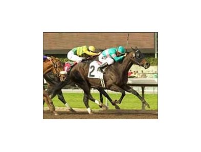 Spellbinder and jockey Martin Pedroza win the San Antonio Handicap, Sunday at Santa Anita.