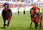 Qualify (right) comes running late to win the Investec Epsom Oaks.