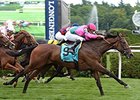 Mrs McDougal rolls late to win the Lake George Stakes.<br><a target="blank" href="http://photos.bloodhorse.com/AtTheRaces-1/At-the-Races-2015/i-3DfgsF6">Order This Photo</a>