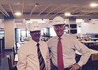 Red Mile president Joe Costa (left) and Keeneland president Bill Thomason in new simulcast facility.