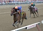 Off the Tracks runs away from the competition in the Schuylerville Stakes.<br><a target="blank" href="http://photos.bloodhorse.com/AtTheRaces-1/At-the-Races-2015/i-srr997x">Order This Photo</a>