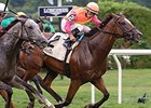 Grand Arch takes the Fourstardave over a closing Ironicus.<br><a target="blank" href="http://photos.bloodhorse.com/AtTheRaces-1/At-the-Races-2015/i-jHGnTTS">Order This Photo</a>