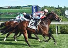Takeover Target winning Saratoga's Hall of Fame Stakes.<br><a target="blank" href="http://photos.bloodhorse.com/AtTheRaces-1/At-the-Races-2015/i-F6NRjbm">Order This Photo</a>
