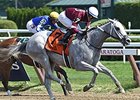 Just Wicked get by Tonasah late to win the Adirondack Stakes.<br><a target="blank" href="http://photos.bloodhorse.com/AtTheRaces-1/At-the-Races-2015/i-d2pKxm2">Order This Photo</a>