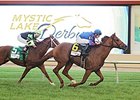 Nun the Less winning the Mystic Lake Derby.