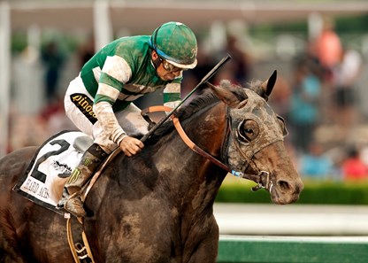 Hard Aces and jockey Victor Espinoza are victorious in the Gold Cup (gr. 1) at Santa Anita on June 27, 2015.