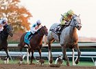 Bailoutbobby comes home strong to win the Marathon Stakes.<br><a target="blank" href="http://photos.bloodhorse.com/AtTheRaces-1/At-the-Races-2015/i-gZWkFmb">Order This Photo</a>