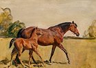 Sir Alfred James Munnings' signed painting Lord Astor's Broodmare and Foal brought the top price of $207,000.