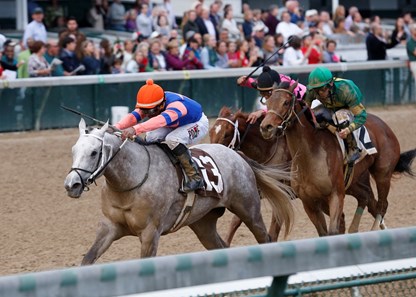 Stageplay plays the part in the Rags to Riches Stakes at Churchill Downs.