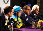 Team American Pharoah, Justin Zayat, Victor Espinoza, Ahmed Zayat, and Bob Baffert