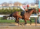 Financial Modeling rolls to victory in the Queens County Stakes.<br><a target="blank" href="http://photos.bloodhorse.com/AtTheRaces-1/At-the-Races-2015/i-kWMNzkH">Order This Photo</a>