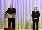 Frank Stronach at the podium and Stronach Group executive board member Tim Ritvo