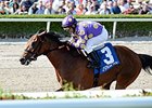 Awesome Banner is in control of the Swale Stakes <br><a target="blank" href="http://photos.bloodhorse.com/AtTheRaces-1/At-the-Races-2016/i-CwMqsXD">Order This Photo</a>