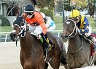 Marquee Miss (left) defeated Nickname to win the Martha Washington Stakes on Feb. 6.