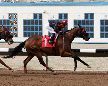 Redneck Humor laughs his way to the finish of the Inaugural Handicap at SunRay Park.