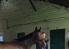 Nyquist and trainer Doug O'Neill arrive at Churchill Downs April 30