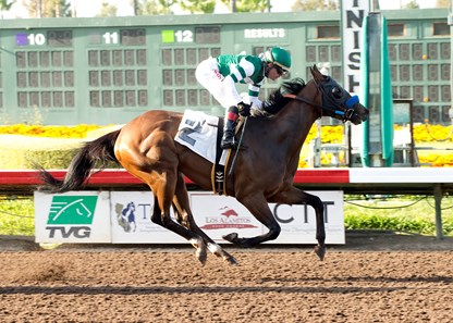 Uptown Twirl is victorious in the $75,000 Surfside Stakes at Los Alamitos Race Course.