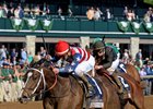 Brooklynsway wins the Doubledogdare (gr. III).<br><a target="blank" href="http://photos.bloodhorse.com/AtTheRaces-1/At-the-Races-2016/i-nT6t9Xk">Order This Photo</a>