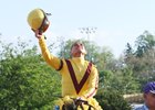 Javier Castellano celebrates after winning the 2016 Charles Town Classic on Stanford.