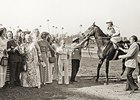 Keith Stucki (far right) in the Winner's Circle with Ancient Title after the 1975 Hollywood Gold Cup Invitational.