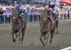 Lost Raven (right) wins the Miss Preakness