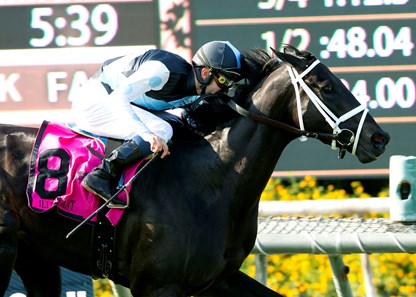 Eclipse Thoroughbred Partners' Illuminant and jockey Flavien Prat win the Grade I, $300,000 Gamely Stakes, Monday, May 30, 2016 at Santa Anita Park, Arcadia CA.
