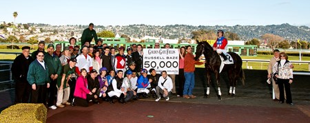 Russell Baze rides mount number 50,000 at Golden Gate Fields.
